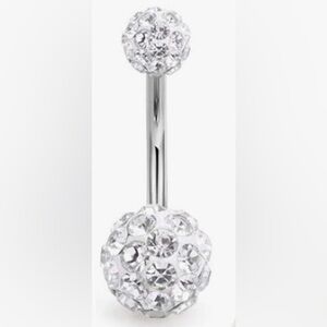 NWT 14G 316L Stainless Steal Disco Diamond Belly Button Ring - Hypoallergenic